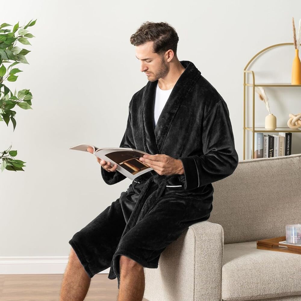 Men's Plush Black Robe NEW